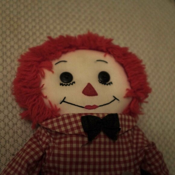 Vintage Raggedy Andy Cloth Doll with Red Yarn Hair and Bow Tie - Picture 2 of 7